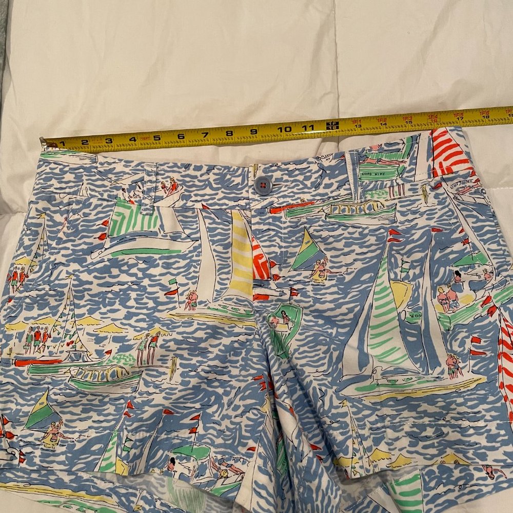 Lilly Pulitzer Callahan Nautical Sailboats Shorts Get Nauti Blue Size 10 - Picture 5 of 7